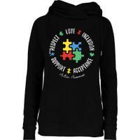 Love Respect Acceptance Support Autism Awareness Womens Funnel Neck Pullover Hood