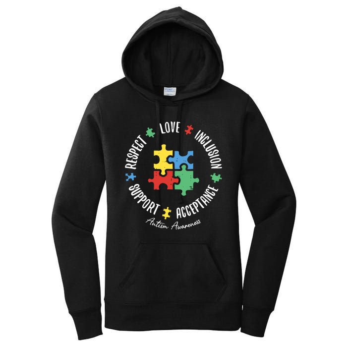 Love Respect Acceptance Support Autism Awareness Women's Pullover Hoodie