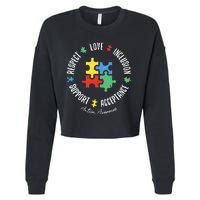 Love Respect Acceptance Support Autism Awareness Cropped Pullover Crew