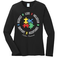 Love Respect Acceptance Support Autism Awareness Ladies Long Sleeve Shirt