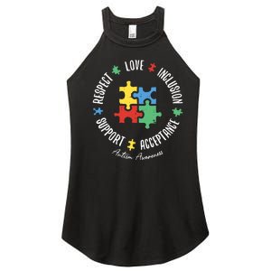 Love Respect Acceptance Support Autism Awareness Women's Perfect Tri Rocker Tank