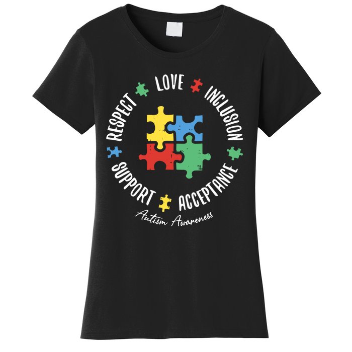 Love Respect Acceptance Support Autism Awareness Women's T-Shirt