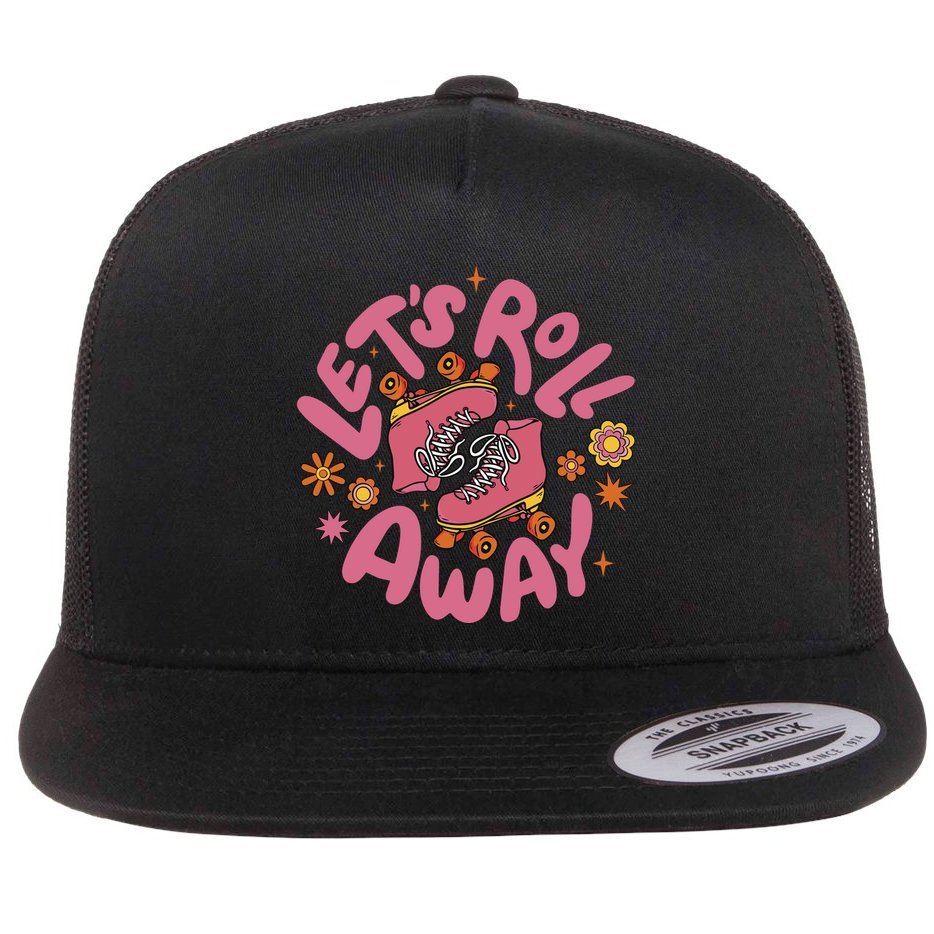Let's Roll Away Skate Flat Bill Trucker Hat