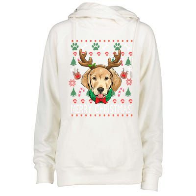 Labrador Retriever Antlers Christmas Xmas Gift For Girls Funny Gift Womens Funnel Neck Pullover Hood