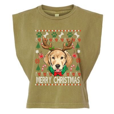 Labrador Retriever Antlers Christmas Xmas Gift For Girls Funny Gift Garment-Dyed Women's Muscle Tee