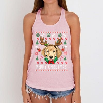 Labrador Retriever Antlers Christmas Xmas Gift For Girls Funny Gift Women's Knotted Racerback Tank