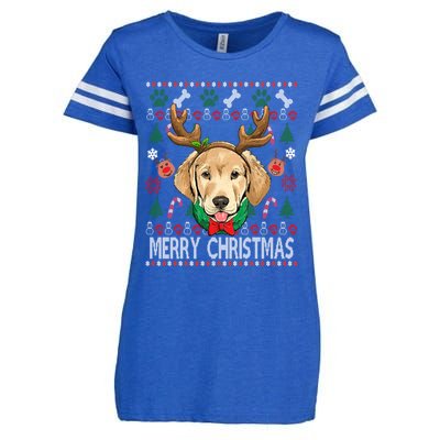 Labrador Retriever Antlers Christmas Xmas Gift For Girls Funny Gift Enza Ladies Jersey Football T-Shirt