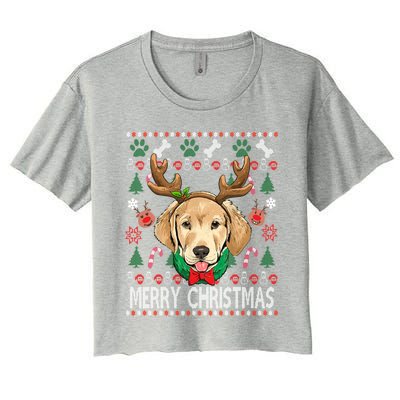 Labrador Retriever Antlers Christmas Xmas Gift For Girls Funny Gift Women's Crop Top Tee