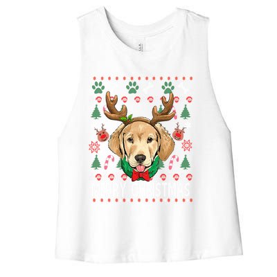 Labrador Retriever Antlers Christmas Xmas Gift For Girls Funny Gift Women's Racerback Cropped Tank