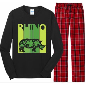 Lucky Rhino Animal St Patrick's Day Irish Gift Long Sleeve Pajama Set