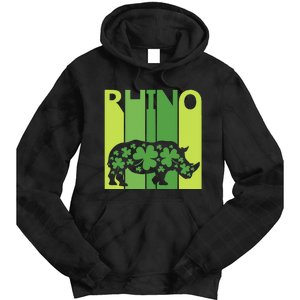 Lucky Rhino Animal St Patrick's Day Irish Gift Tie Dye Hoodie