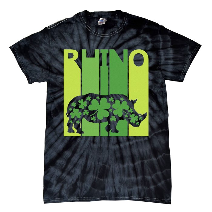 Lucky Rhino Animal St Patrick's Day Irish Gift Tie-Dye T-Shirt