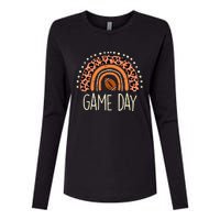 Leopard Rainbow American Football Game Day Sport Womens Cotton Relaxed Long Sleeve T-Shirt