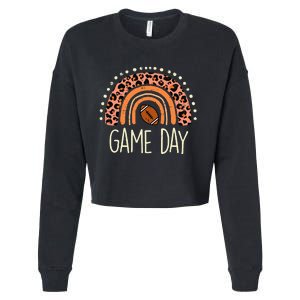 Leopard Rainbow American Football Game Day Sport Cropped Pullover Crew