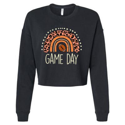 Leopard Rainbow American Football Game Day Sport Cropped Pullover Crew