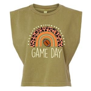 Leopard Rainbow American Football Game Day Sport Garment-Dyed Women's Muscle Tee