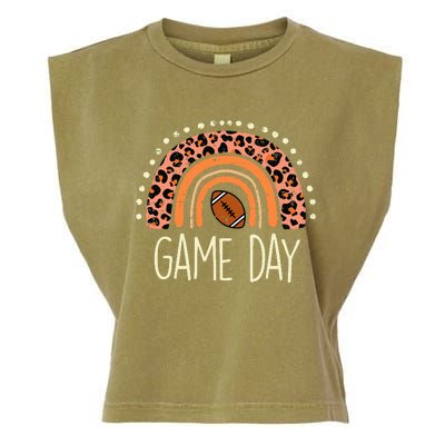 Leopard Rainbow American Football Game Day Sport Garment-Dyed Women's Muscle Tee