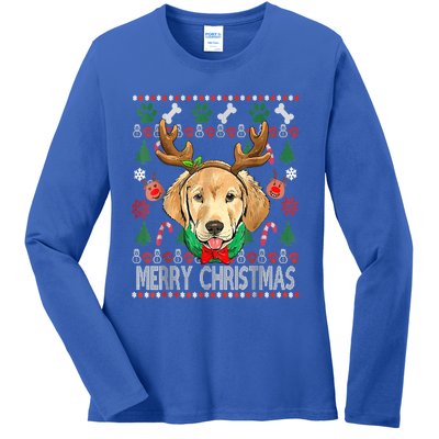 Labrador Retriever Antlers Christmas Ugly Christmas Sweater Gift Ladies Long Sleeve Shirt