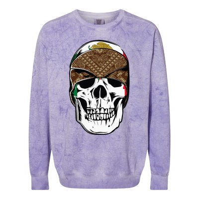 Low Rider Art Brown Bandana Aztec Skull Chicano Pride La Og Colorblast Crewneck Sweatshirt