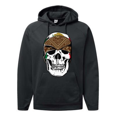 Low Rider Art Brown Bandana Aztec Skull Chicano Pride La Og Performance Fleece Hoodie