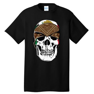 Low Rider Art Brown Bandana Aztec Skull Chicano Pride La Og Tall T-Shirt