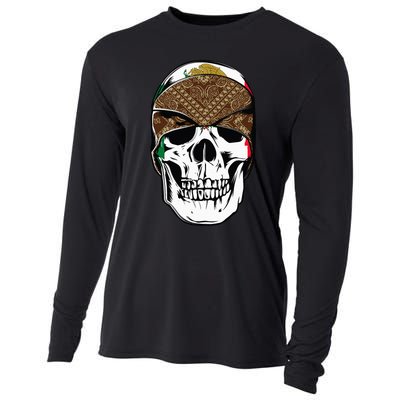 Low Rider Art Brown Bandana Aztec Skull Chicano Pride La Og Cooling Performance Long Sleeve Crew