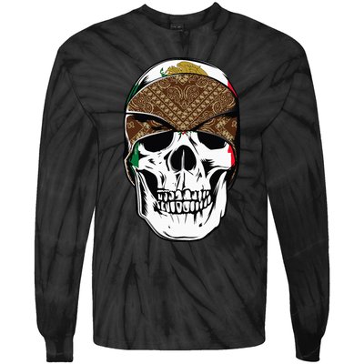 Low Rider Art Brown Bandana Aztec Skull Chicano Pride La Og Tie-Dye Long Sleeve Shirt