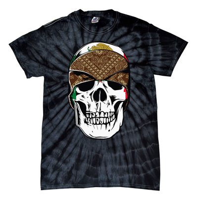 Low Rider Art Brown Bandana Aztec Skull Chicano Pride La Og Tie-Dye T-Shirt