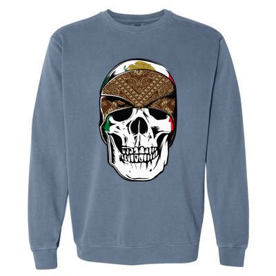 Low Rider Art Brown Bandana Aztec Skull Chicano Pride La Og Garment-Dyed Sweatshirt