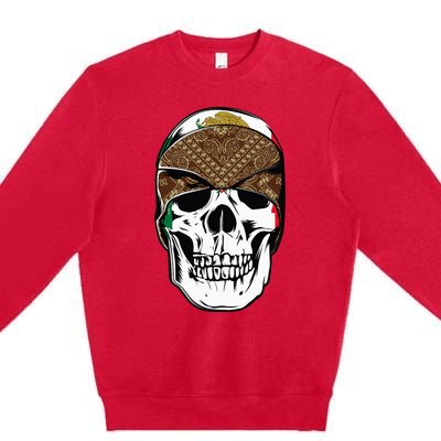 Low Rider Art Brown Bandana Aztec Skull Chicano Pride La Og Premium Crewneck Sweatshirt