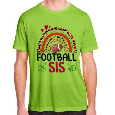 Leopard Rainbow American Football Sis Family Matching Sister Gift Adult ChromaSoft Performance T-Shirt