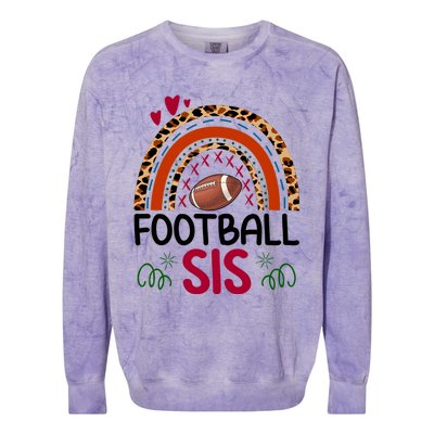 Leopard Rainbow American Football Sis Family Matching Sister Gift Colorblast Crewneck Sweatshirt