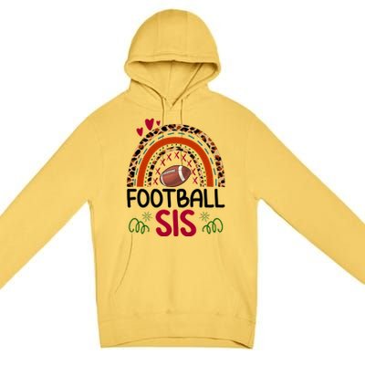 Leopard Rainbow American Football Sis Family Matching Sister Gift Premium Pullover Hoodie