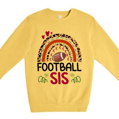 Leopard Rainbow American Football Sis Family Matching Sister Gift Premium Crewneck Sweatshirt