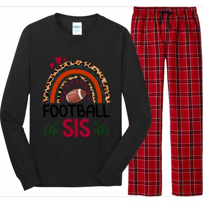 Leopard Rainbow American Football Sis Family Matching Sister Gift Long Sleeve Pajama Set