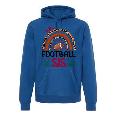 Leopard Rainbow American Football Sis Family Matching Sister Gift Premium Hoodie