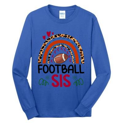 Leopard Rainbow American Football Sis Family Matching Sister Gift Tall Long Sleeve T-Shirt