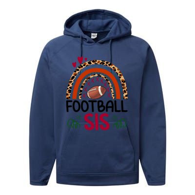 Leopard Rainbow American Football Sis Family Matching Sister Gift Performance Fleece Hoodie