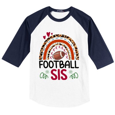 Leopard Rainbow American Football Sis Family Matching Sister Gift Baseball Sleeve Shirt