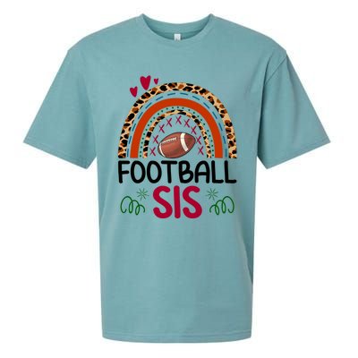 Leopard Rainbow American Football Sis Family Matching Sister Gift Sueded Cloud Jersey T-Shirt