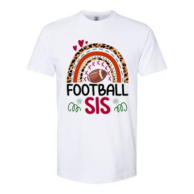 Leopard Rainbow American Football Sis Family Matching Sister Gift Softstyle® CVC T-Shirt