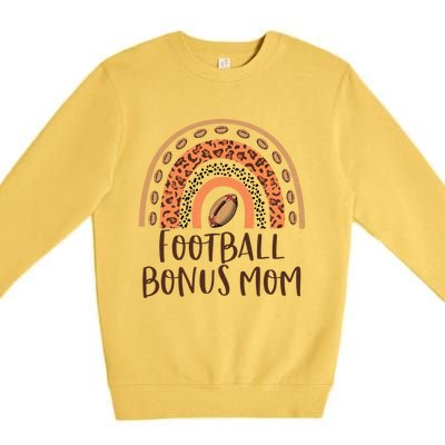 Leopard Rainbow American Football Bonus Mom Game Day Vibes Gift Premium Crewneck Sweatshirt