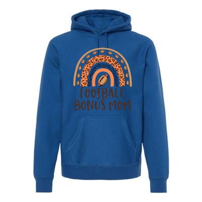 Leopard Rainbow American Football Bonus Mom Game Day Vibes Gift Premium Hoodie