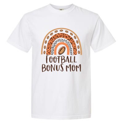 Leopard Rainbow American Football Bonus Mom Game Day Vibes Gift Garment-Dyed Heavyweight T-Shirt