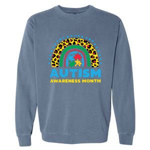 Leopard Rainbow Autism Awareness Month Teacher Gift Garment-Dyed Sweatshirt