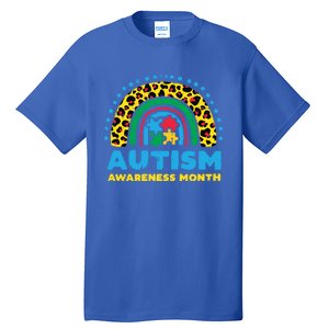 Leopard Rainbow Autism Awareness Month Teacher Gift Tall T-Shirt