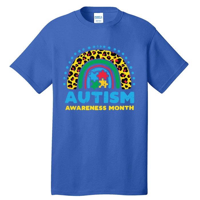 Leopard Rainbow Autism Awareness Month Teacher Gift Tall T-Shirt