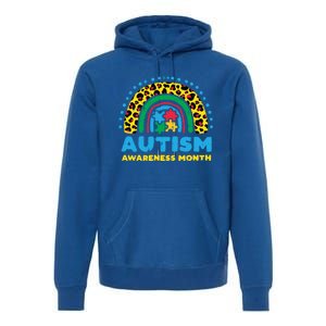 Leopard Rainbow Autism Awareness Month Teacher Gift Premium Hoodie