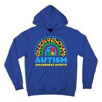 Leopard Rainbow Autism Awareness Month Teacher Gift Tall Hoodie