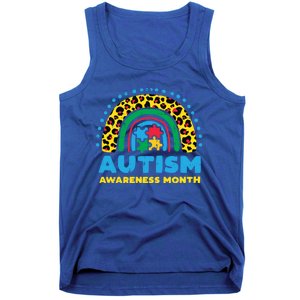 Leopard Rainbow Autism Awareness Month Teacher Gift Tank Top